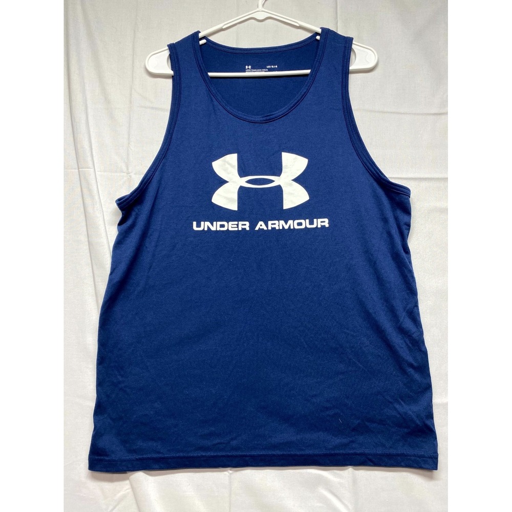 Under Armour Tank Top Men's Large Blue Loose Fit HeatGear Running Gym Training